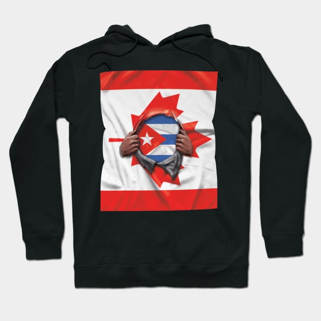 Cuba Flag Canadian Flag Ripped - Gift for Cuban From Cuba Hoodie by Country Flags